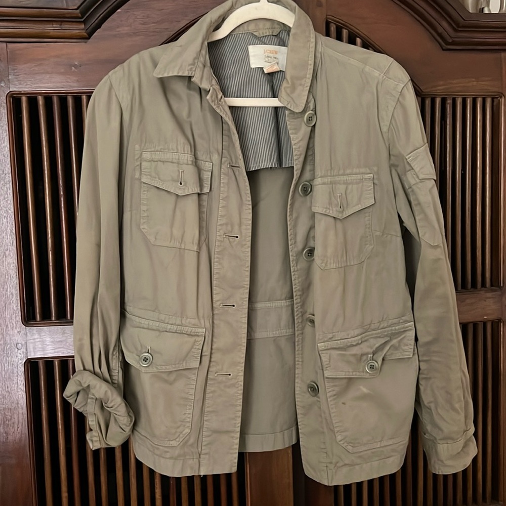 J Crew green vintage chino military style jacket